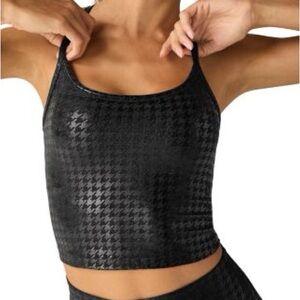 Beyond Yoga Black Houndstooth Razorback Crop Top Bra M